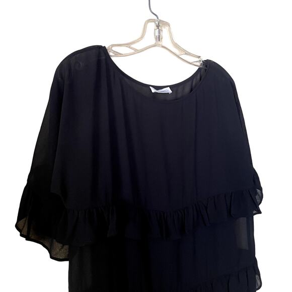 Lovers + Friends Mona Ruffle Chiffon Black Mini Dress Size S EUC - Picture 6 of 8